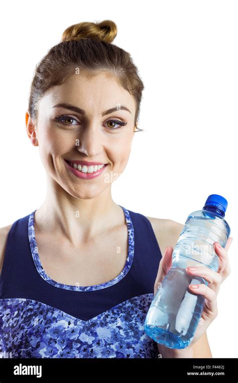 Fit Brunette Holding Water Bottle Stock Photo Alamy