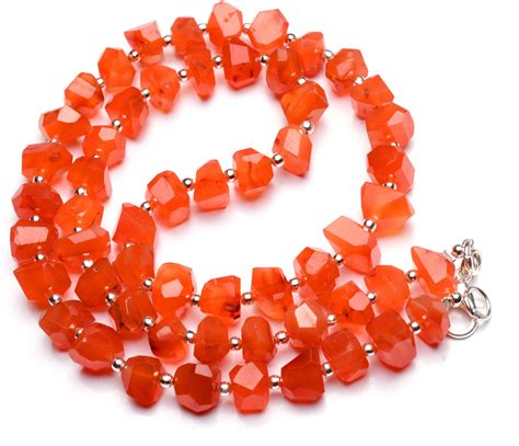 Natural Gem Carnelian Faceted Beads Necklace 8 To 10mm Size Etsy