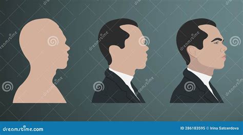 A Set Of Stylish Men In Profile Abstract Male Portrait Face Side View