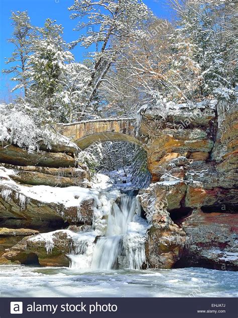 Old Man's Cave Upper Falls in Winter Stock Photo, Royalty Free Image ...