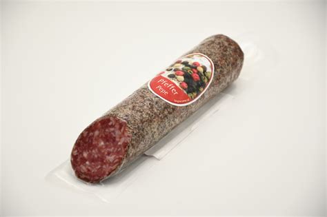 Salami im Pfeffermantel Der Psairer Speck Wurst Käse