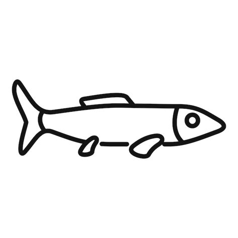 Vector De Contorno Del Icono Del Pez Del Lago De Hielo Pesca De