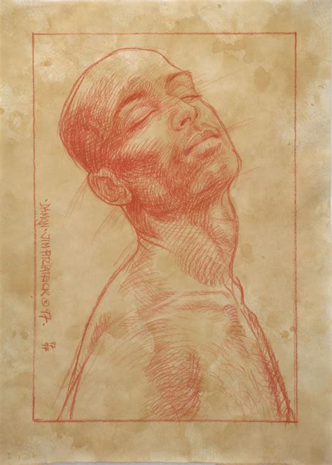 Jim Fitzpatrick Damon 3 Sanguine On Washed Paper 1997 Disegno Di