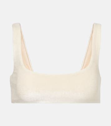 Rounded Edges Terry Bikini Top In Beige Jade Swim Mytheresa