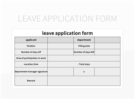 Leave Application Form Excel Template And Google Sheets File For Free