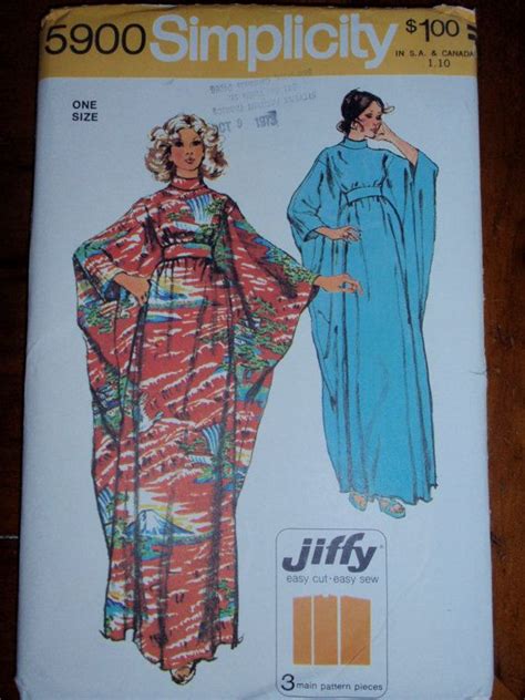 Vintage 70s 5900 Simplicity Misses Jiffy Caftan Pattern Etsy Simplicity Sewing Patterns