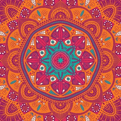 Mandala Ethnique Floral Coloré Ornemental Vecteur Premium