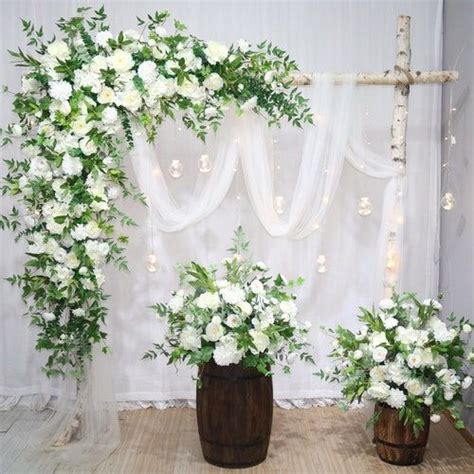 White Rose Daisy Peony Hydrangea And Sage Eucalyptus Wedding Archway