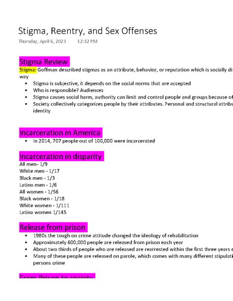 Stigma Reentry And Sex Offenses Stigma Review Stigma Goffman