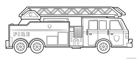 Fire truck coloring page – Line art illustrations