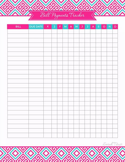 Free Bill Tracker Printables