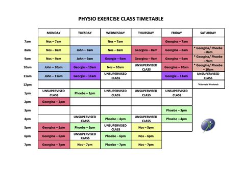 Click Here To View The Physio Exercise Class Timetable