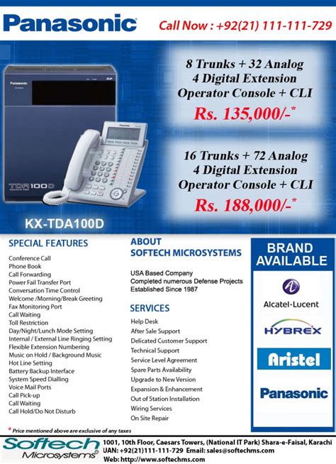 Panasonic Kx Tda D Hybrid Ip Pbx System Softech Microsystems