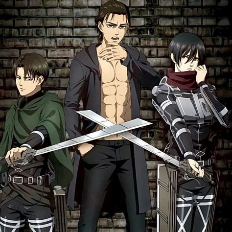 Levi Eren And Mikasa Official Art By Mappa Attack On Titan Levi Attack On Titan Anime