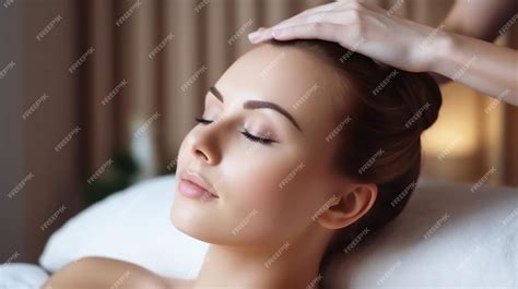 Premium Ai Image A Woman Getting A Head Massage At The Spa