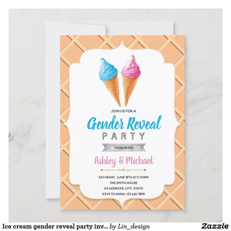 Ice Cream Gender Reveal Party Invitation Zazzle Gender Reveal Party