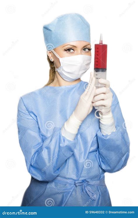 Surgeon With The Syringe Stock Photo Image Of Exam Girls 59640332