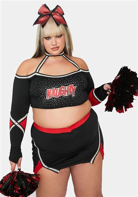 Plus Size Halloween Naughty Cheerleader Costume Red Black Dolls Kill