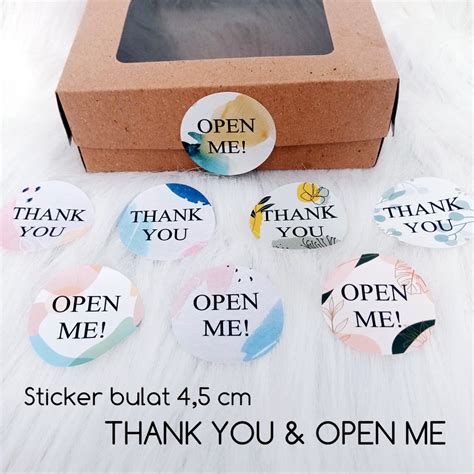 Jual Sticker Bulat 4 5 Cm Thank You Open Me Sticker Segel Box