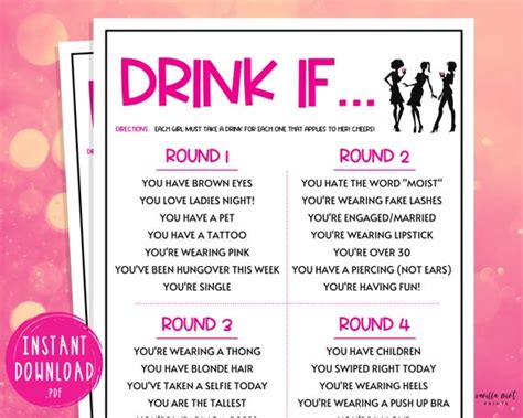 Drink If Game Ladies Night Party Games Fun Girls Night Out Etsy Uk