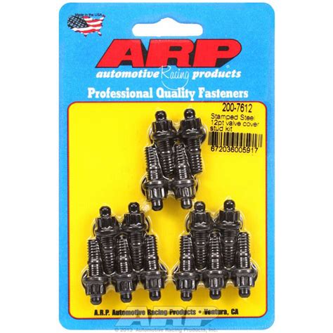 ARP VALVE COVER STUD KIT 200 7612 STAMPED STEEL COVERS BLACK OXIDE HEX