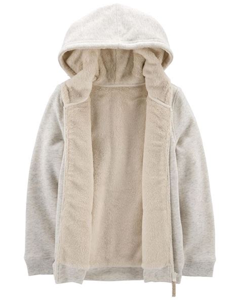 Heather Kid Zip Up Fleece Hoodie