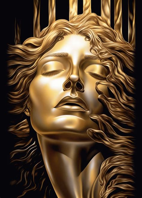 Ancient Golden Athena God Poster Picture Metal Print Paint By