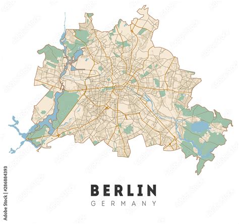 Berlin map. Detailed poster city map Berlin. Germany Stock Illustration | Adobe Stock