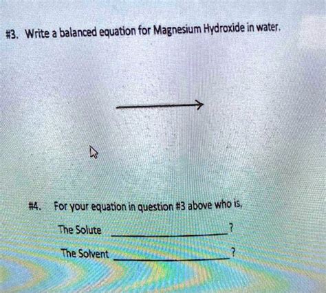 Solved 33 Write A Balanced Equation For Magnesium Hydroxide In Water