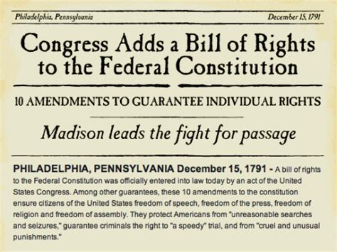 This Day In History • December 15 The Bill Of Rights Is Ratified