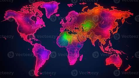 World Map Continents With Bright Watercolor 23372994 Stock Photo At