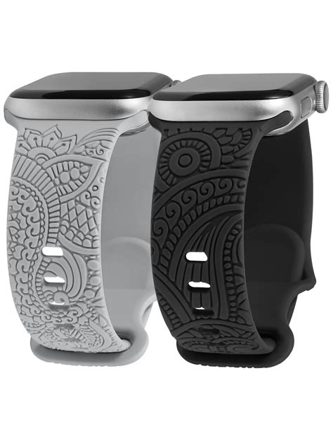 Toyouths 2 Packs Boho Engraved Bands Compatible With Apple Watch Bands 41mm 40mm 38mm Women Men