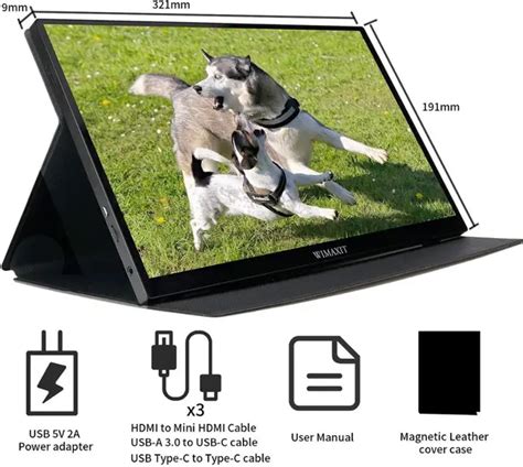 Wimaxit 14 Inch Portable Monitor 98 Srgb Touch Fhd Ips Computer External Display Usb C Gaming