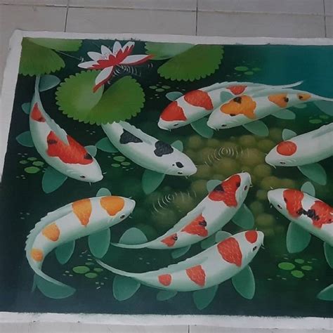 Lukisan Kanvas Ikan Koi 60x80 Cm Rs 3 Lazada Indonesia