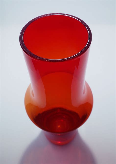 Tamara Aladin Orange Red Glass Vase For Riihimaki Selency