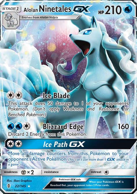 Alolan Ninetales Gx 22 Guardians Rising 2017 Pokemon Card