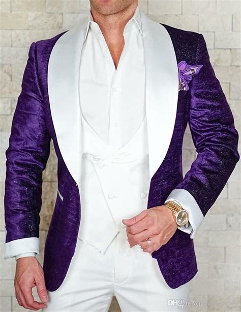 High Quality Purple One Button Purple Groom Tuxedo With Shawl Lapel For Weddings Includes Jacket