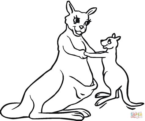 Baby Kangaroo With Mother Coloring Page Free Printable Coloring Pages