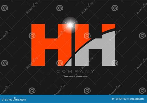 Combination Letter Hh H H In Grey Orange Color Alphabet For Logo Icon Design Stock Vector