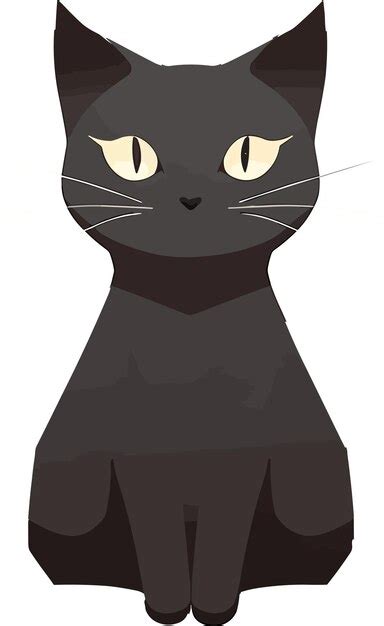 Um Gato Preto Olhos Amarelos Senta Se Sobre Um Fundo Branco