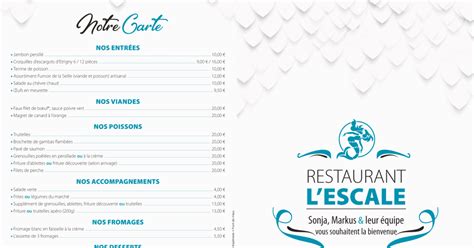 Lescale Menu Restaurant L Escale La Truch Re