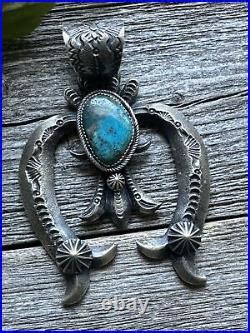 Navajo Sterling Silver Turquoise Naja Pendant Kb Billah Navajo