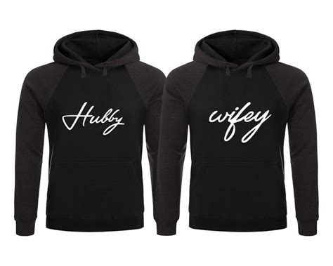 Hubby And Wifey Matching Hoodies His And Hers Hoodies Custom Etsy Uk