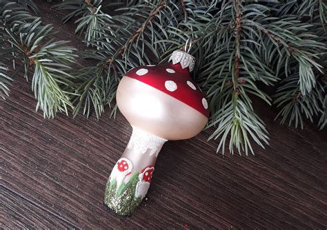 Mushroom Glass Christmas Ornaments Blown Glass Etsy