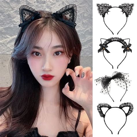 Cute Lace Cat Ears Headband Fancy Dress Hairband Women Girls Cosplay Headwear Masquerade Anime