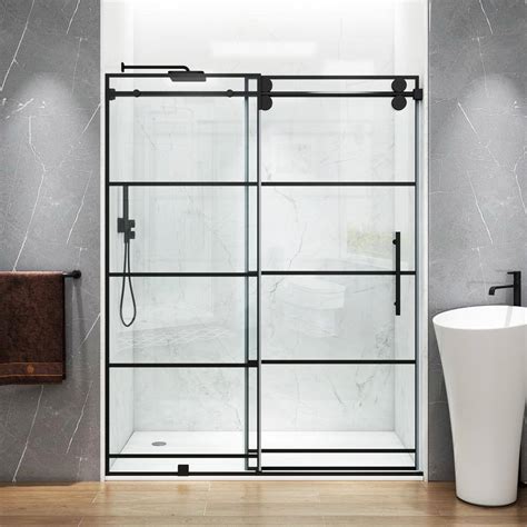 Mcocod 60 In W X 76 In H Single Sliding Frameless Reversible Shower Door In Matte Black With 3