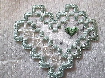 Hardanger Heart Norwegian Embroidery White With Blue Picclick