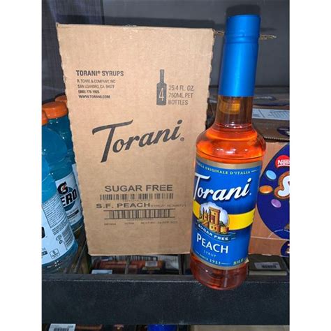 Case Lot Torani Sugar Free Peach Syrup 4 X 750ml