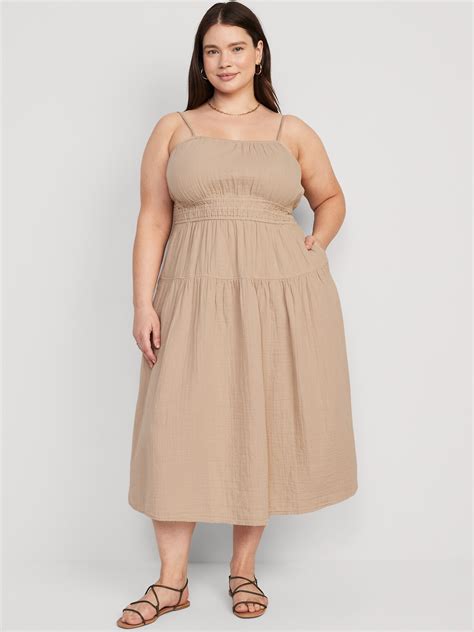 Waist Defined Smocked Tiered Midi Cami Dress Old Navy