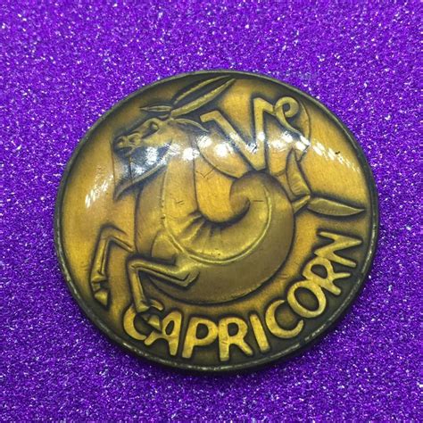 Vintage Astrological Medallion Capricorn Coin Token Etsy Etsy